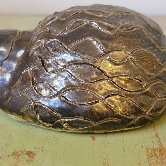 Vintage Handmade Studio Pottery Metallic Bronzed Glazed Hedgehog Mole Figurine - Picture 5 of 16